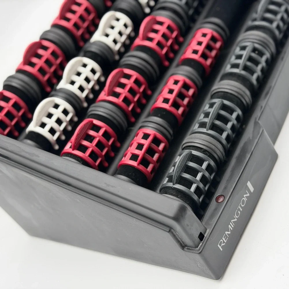 Remington Ionic Hot Rollers Set Velvet Flocked Electric Hair Curlers Black Red
